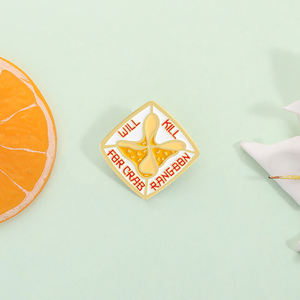 เข็มกลัดโลหะเคลือบรูปปูรูปอาหารจีนแสนตลกมีปกกระเป๋าเป้สะพายหลังเครื่องประดับของขวัญขายส่ง - Product Image 2