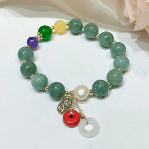 Perle de Jade vert naturel rétro pour femmes et filles, Bracelet ethnique, réglable, bonne porte-bonheur, mode ethnique, nouvelle collection <span class=keywords><strong>2022</strong></span> - Product Image 3