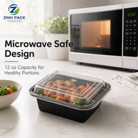 Boîte à lunch carrée jetable en PP pour restaurant à emporter, compatible micro-ondes, personnalisable, conteneur alimentaire en plastique pour livraison de repas