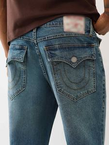 Jeans en denim pour homme HaiYao 2026, de haute qualité, sur mesure, bleu délavé, coupe droite, broderie, streetwear, hip-hop, OEM ODM, décontracté, en coton - Product Image 2