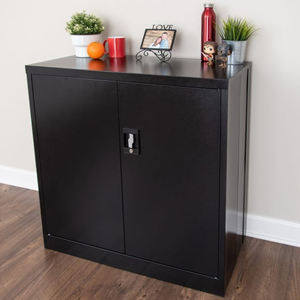 قابلة للطي 2 رف معدني مع عجلات ، خزانة لوح كبيرة المساحة قابلة للطي للمكتب المنزلي خزانة أرشفة صغيرة - Product Image 3