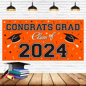 2024 Graduation Decoration Photo Backdrop Banner For Yard Party Congrats Graduation Banner Promotional Hanging For Education Use