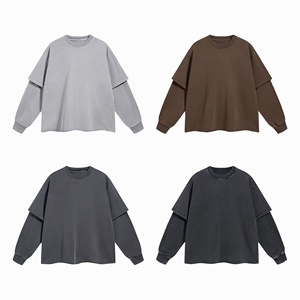 เสื้อยืดแขนยาวสำหรับผู้ชายเสื้อเชิ้ตผ้าฝ้ายโอเวอร์ไซส์ลายกราฟิก - Product Image 3