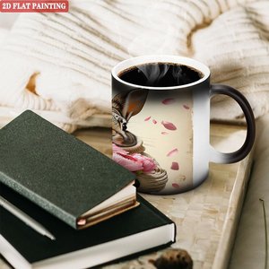 Tasse à thé relaxante pour l'après-midi à la maison, noire givrée, 11 oz, en céramique, tasse magique changeante de couleur à la chaleur - Product Image 3