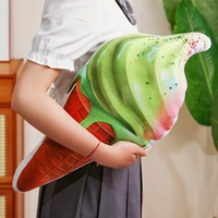 Coussin en peluche créatif en forme de cornet de crème glacée d'été, oreiller de sieste pour le bureau, rembourrage en coton PP, à partir de 14 ans, crème glacée Matcha