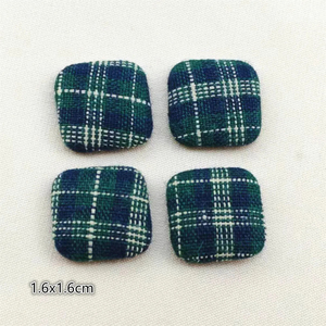 DIY ev bahçe el sanatları Cabochon konfeksiyon aksesuarları ekose kumaş kaplı kalp/kare düz geri düğmesi - Product Image 5