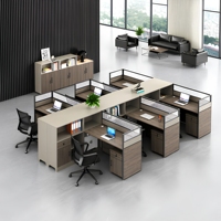Poste de travail modulaire moderne pour 4 personnes avec armoire de rangement et panneau d'intimité pour mobilier de bureau d'entreprise