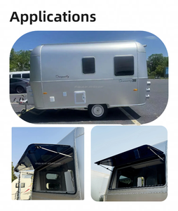 Nuevo diseño de esquina redonda marco curvo caravana Camping coche empujar hacia fuera la ventana con Red <span class=keywords><strong>plisada</strong></span> - Product Image 6