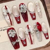 Haute qualité 10 pièces/ensemble luxe à la main presse sur les ongles longue amande oeil de chat brillant presse sur les ongles ongles en gros