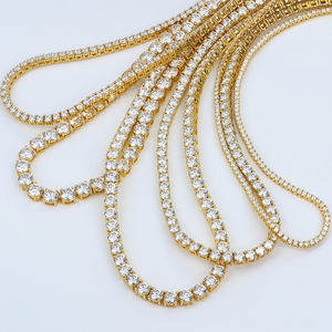 Xingyuegem 힙합 주얼리 남성용 18K 골드 도금 실버 아이스드 아웃 VVS 모이사나이트 랩그로운 다이아몬드 테니스 체인 목걸이 - Product Image 1