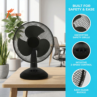 Ventilateur de bureau de haute qualité de 9 pouces avec grille de sécurité en métal et pales en plastique, ventilateur personnel silencieux à courant alternatif pour chambre à coucher, prix d'usine