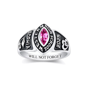 Anillo Universitario de Psicología Personalizado en Latón Plateado, Modelo de Anillo de Universidad - Product Image 1