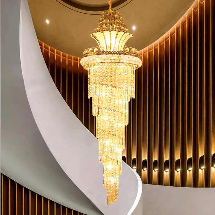 NEW BAHE Lights for Home Creative High Ceiling Hotel Loft Home Decor BAHE Lamp Crystal Luxury Stair Chandelier