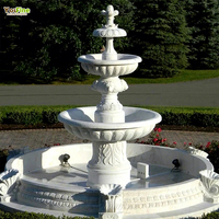 Fontaine d'eau à 4 niveaux en marbre naturel, cascade décorative extérieure sculptée pour hôtel, villa, propriété