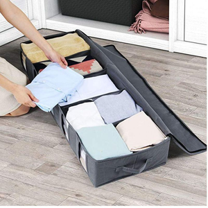 Scatole Portaoggetti Pieghevoli Durevoli in Tessuto Non Tessuto, Contenitori Portatili Sottoletto con Manici e Coperchi per Vestiti e Scarpe, Capacità 5kg - Product Image 5