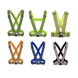 Yeni tasarı<span class=keywords><strong>m</strong></span> yüksek görünürlük üç yansıtıcı askıları yansıtan toka ayarlanabilir elastik koşu emniyet giyim yelek kemer dişli kanat - Product Image 1