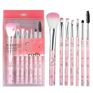 Ensemble de 7 pinceaux de maquillage pour débutants avec pinceau à raser, manche en plastique, poils synthétiques pour le visage et les yeux - Outils de beauté pour un usage quotidien - Product Image 1