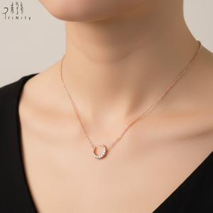 Collar de Alta Calidad al por Mayor, Joyería de Moda, Collar con Dije, Collar de Diamantes Reales, Collar de Oro Rosa Sólido de 18K - Product Image 4