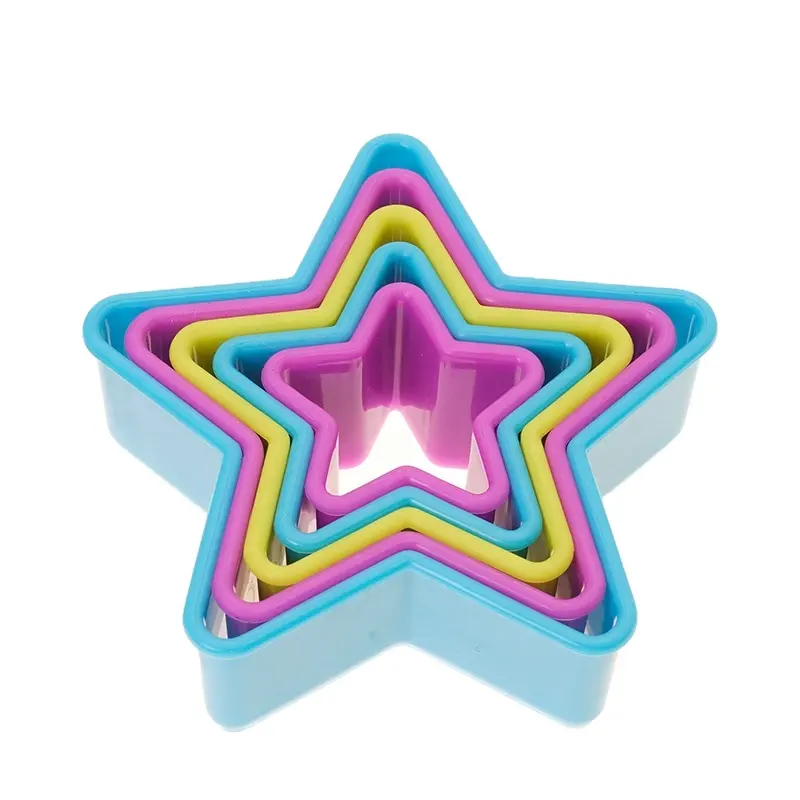 New Design Food Grade Set Of 5pcs Star Shaped Plastic Cookie Cutter