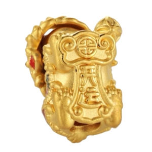 Pulsera con cuentas Fortune Lion en oro duro sólido de 24K Accesorios de joyería de gama alta - Product Image 4