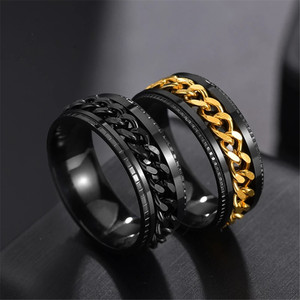 Anello a catena Cool anello da uomo gioielli regalo anello Spinner da uomo <span class=keywords><strong>Rock</strong></span> Biker metallo acciaio inossidabile Punk Hip Hop Party Spinner Ring - Product Image 4