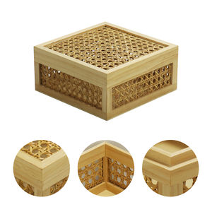 Panier en rotin en bois naturel de conception exquise faite à la main boîte de rangement de cadeau de rotin de maison boîte d'emballage d'organisateur - Product Image 6