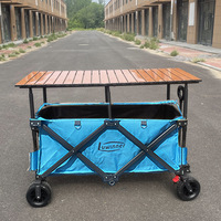 Chariot de camping pliable en acier inoxydable 200L avec toile Oxford, plateau de table amovible 120x60cm, hauteur réglable, robuste, capacité 200kg