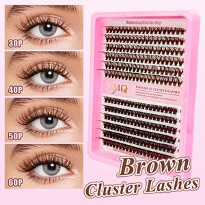 Jmq Individual <b>Cluster</b> <b>Lashes</b> 10 16mm D Curl Brown Synthetic False Eyelashes For Diy Extensions - Product Image 3