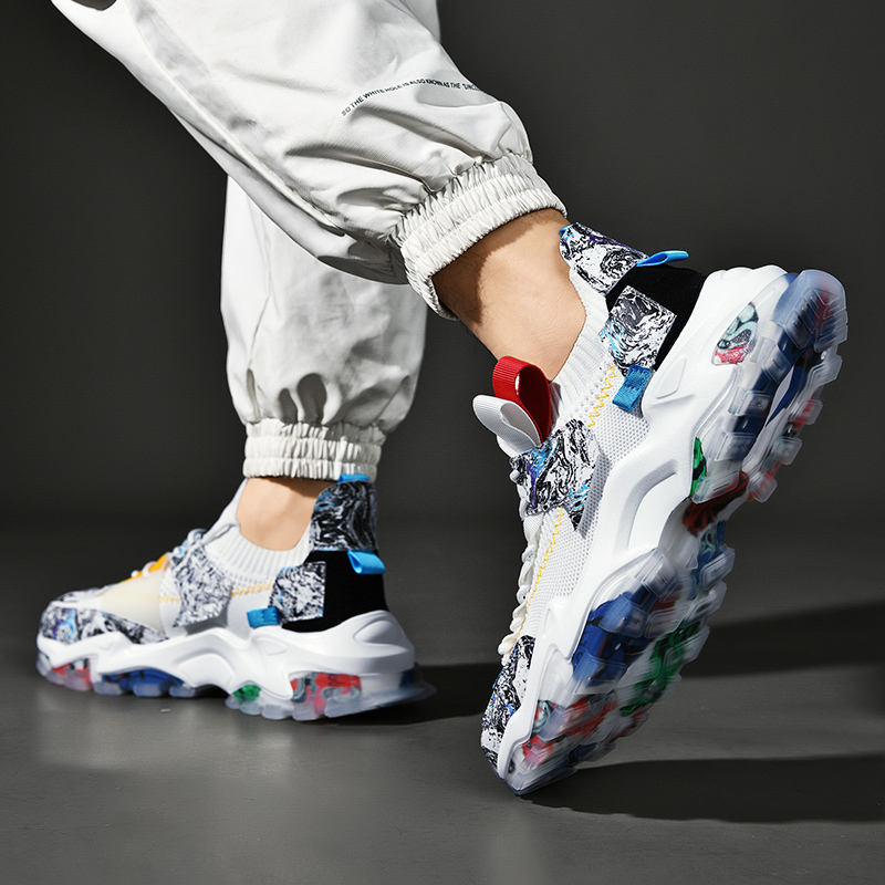 2021 Reflective Fashion Running Shoes Men's Fashion Sneakers High Quality  Lightweight Comfortable Fluorescent Cool Sport Shoes