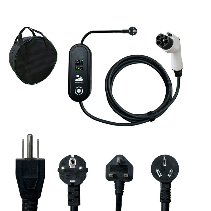 Производство портативного кабеля для зарядки Type 2 Evse 16a 32a Ev Cable Coiled Spiral Plug ev charger connector