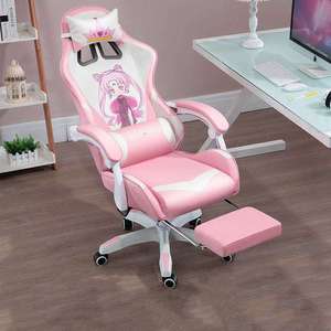 Chaise de jeu <span class=keywords><strong>Sailor</strong></span> <span class=keywords><strong>Moon</strong></span> élégante rose avec cadre en acier inoxydable, design pivotant moderne, repose-pieds ergonomique en cuir, pivotant en cuir - Product Image 2