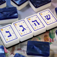 Ensemble de Mahjong Américain de Luxe Moderne, Bleu Saphir, avec Tuiles en Acrylique Portables, pour Fêtes Familiales en Extérieur