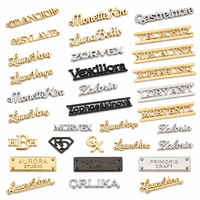 Plaque de logo personnalisée en lettres métalliques séparées, plaqué or noir mat, petite étiquette de marque, fabrication OEM pour nouveaux sacs à main de créateurs