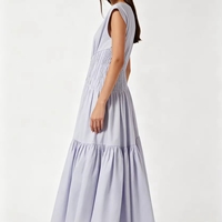Robe de Soirée Vintage Style Européen et Américain, Mi-Longue, Sans Manches, à Volants, en Lin et Coton, Motif Uni, Taille Haute, Été