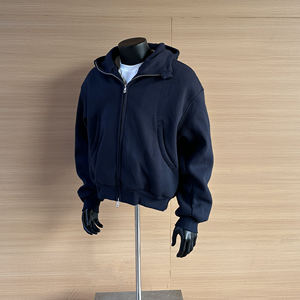 เสื้อฮู้ดดี้ผู้ชายทรงบ็อกซี่แบบซิปเต็มตัว ผ้าเฟรนช์เทอร์รี่เนื้อหนัก 500 กรัม ผ้าฝ้าย 100% สีพื้น ไม่มีลาย สไตล์ดิสเทรส ผลิตโดยผู้ผลิตชั้นนำ รับสั่งทำตามแบบ - Product Image 4