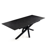 Vente directe d'usine, design unique, table de salle à manger contemporaine extensible en céramique noire