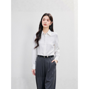 Women's Long Sleeve Button <b>Down</b> Shirt Solid Color No-Wrinkle Office Wear Elegant OL Style Spring Autumn Commute Shirt - Product Image 3