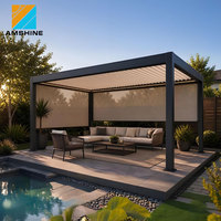 Pérgola Motorizada de Aluminio con Techo de Láminas, Sistema de Sombreado para Exteriores, Gazebo Impermeable para Patio, para Uso Comercial en Restaurantes