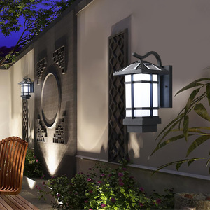 Solar Lattice <b>Wall</b> Lamp Black LED Outdoor IP65 Waterproof 18cm High Glazed Cover 10-Year Warranty Die Cast Aluminum <b>Dimmable</b> for - Product Image 2