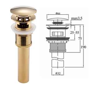 سدادة حوض حمام عصرية من جويهو، مصنوعة من النحاس الذهبي مع فتحة تصريف فائض، لحوض الحمام - Product Image 3