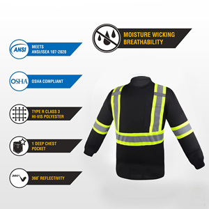構造Hi Viz長袖安全シャツソフト肌にやさしい素材360 ° 反射カバー安全作業服シャツ - Product Image 5