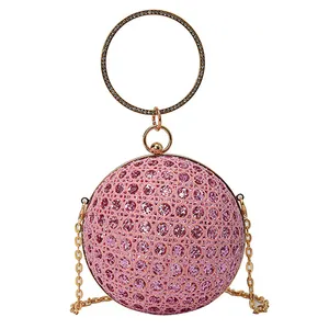 ZR538 nuevo bolso de mano de cena con borlas populares para mujer, bolso de mano de lujo para banquete, vestido de Metal, bolso Circular de fiesta de noche versátil