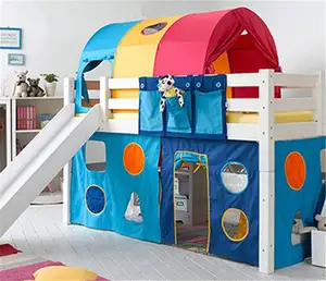 Letto a castello cinese per bambini con tenda scorrevole per scale letto in legno per bambini