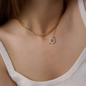 Collana a Catena Intrecciata Minimalista in Acciaio Inossidabile Placcato Oro 18K J&D Jewelry, Choker Impermeabile per Donne - Product Image 3