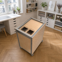 Armoire de rangement roulante sur mesure en profilé aluminium avec bacs pour atelier et salle d'artisanat, vitrine à 3 tiroirs