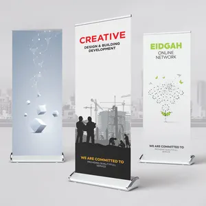 Esposizione commerciale pubblicità stampa personalizzata logo promozionale tessuto portatile retrattile roll pull up display banner stand