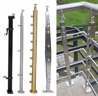 Poteau de balustrade de balcon en verre et acier inoxydable noir et or moderne