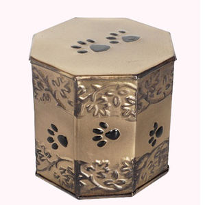 โกศแปดด้านสำหรับสัตว์เลี้ยงโกศ6ด้านสลักลายอุ้งเท้าสัตว์เลี้ยงโกศสีเงิน - Product Image 2