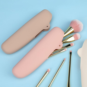Silicone <b>Makeup</b> Brush Bag Portable Beauty Tool Organizer Concealed Clasp Storage <b>Case</b> For Travel And Home Use - Product Image 1