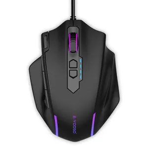 Mouse Gaming ergonomis dengan 11 tombol DPI 12400 RGB berkabel PC Gamer